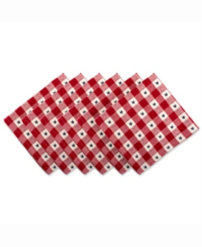 Design Imports Star Check Napkin Set Of 6 In Red