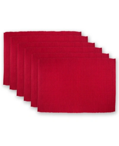 Design Imports Cardinal Ribbed Placemat, Set Of 6 In Red