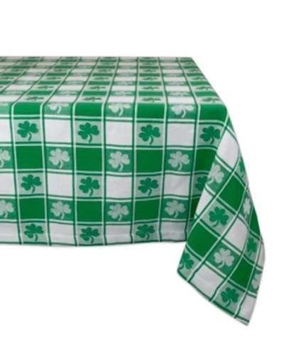 Design Imports Shamrock Woven Check Tablecloth 60" X 84" In Green