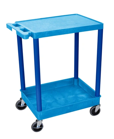 Clickhere2shop Flat Top And Tub Bottom Shelf Utility Cart Shelves - Legs In Blue