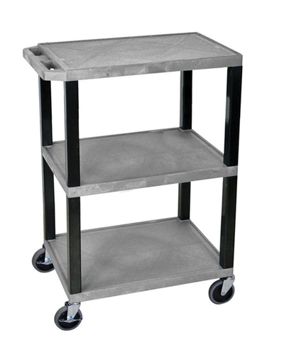 Clickhere2shop 42"h Tuffy Av Cart With 3 Shelf, Electric - Navy Shelves/nickel Legs Of-wt42ze-n In Gray