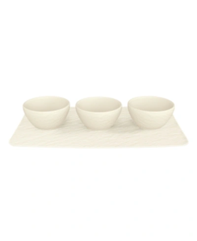 Villeroy & Boch Manufacture Rock Dip Bowl & Tray 4 Piece Set In White