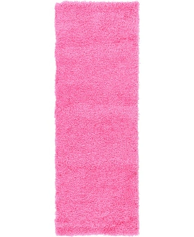 Bridgeport Home Exact Shag Exs1 2' 2" X 6' 5" Runner Area Rug In Taffy Pink