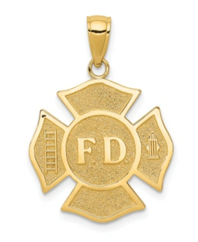 Macy's Fire Department Badge Pendant In 14k Yellow Gold