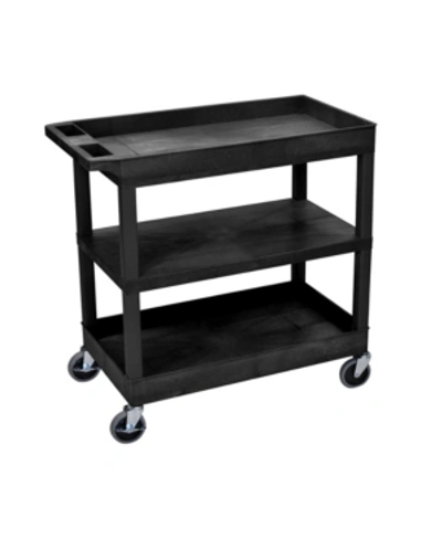 Clickhere2shop 32" X 18" Utility Cart With Two Tub/one Flat Shelves In Black