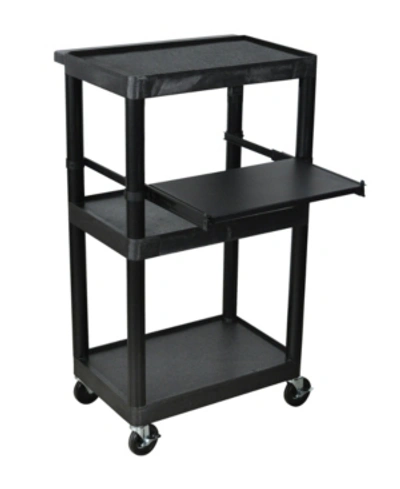 Clickhere2shop 45"h Heavy-duty 3 Shelves Av Cart With Pullout Shelf - Black