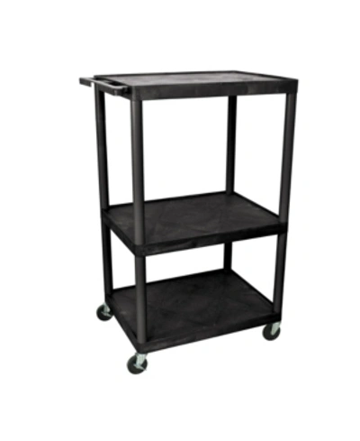 Clickhere2shop 54"h Tuffy Av Cart With Three Large Shelves - Black