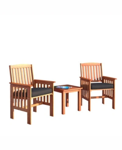 Corliving Distribution Miramar 3 Piece Hardwood Outdoor Chair And Side Table Set In Brown