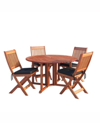 Corliving Distribution Miramar 5 Piece Hardwood Outdoor Folding Dining Set In Brown