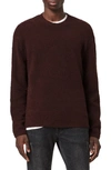 Allsaints Eamont Cotton Blend Crewneck Sweater In Oxblood Red