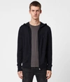 Allsaints Mode Merino Zip Hood In Shadow Grey Marl