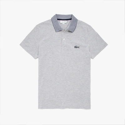 Lacoste Men's Contrast Neck Cotton Polo - 4xl - 9 In Grey