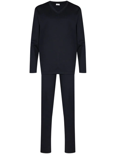 Zimmerli Long-sleeve Two-piece Pyjama Set In Blue