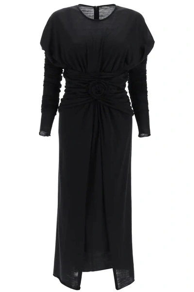 Dolce & Gabbana Abito Midi Drappeggiato In Black