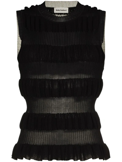 Molly Goddard Bella Striped Cotton-blend Sleeveless Sweater In Black