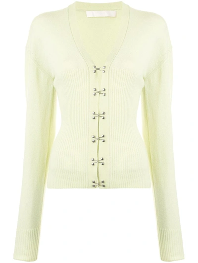 Dion Lee Hook-closure Wool-cashmere Cardigan In Bleached Yellow