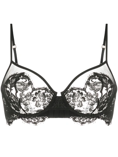 La Perla Lace Panel Bra In Black