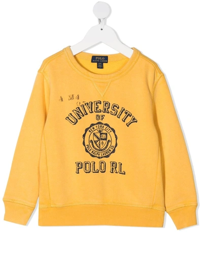 Ralph Lauren Kids' Graphic Print Sweatshirt In Yellow