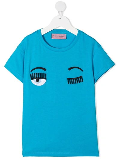 Chiara Ferragni Kids' Flirting Cotton T-shirt In Blue