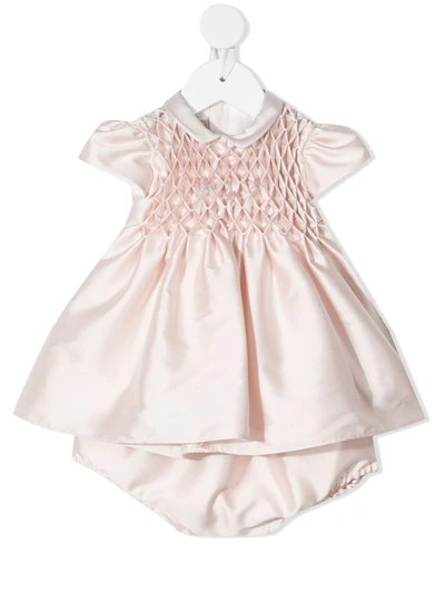 La Stupenderia Babies' Ruched Short-sleeve Dress In Pink