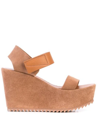 Pedro Garcia Double Strap Wedges In Brown
