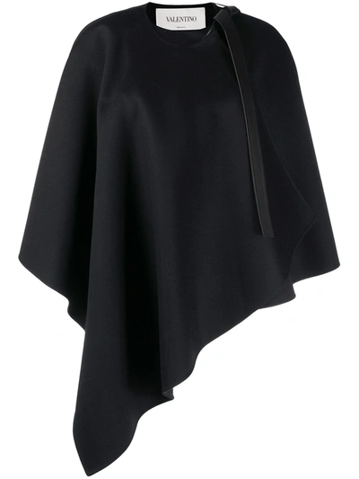 Valentino Cape With Leather Details In Black