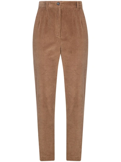 Dolce & Gabbana High-waist Corduroy Trousers In Beige