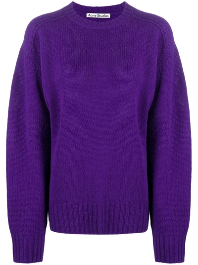 Acne Studios Round Neck Knitted Jumper In Purple