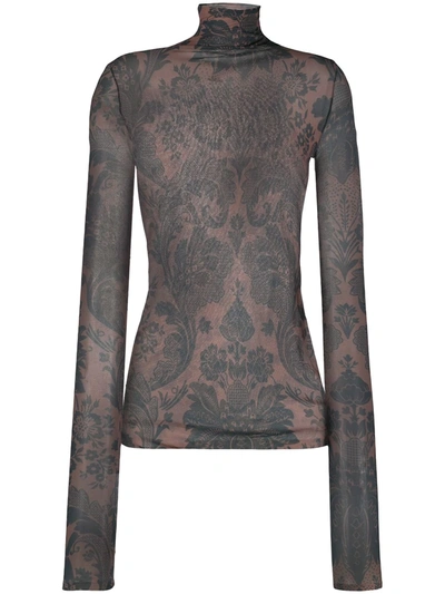 Acne Studios Printed Long-sleeve T-shirt In Brown