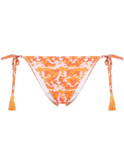 Ambra Maddalena Gigi Camouflage-print Bikini Bottoms In Orange