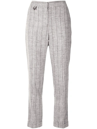 Lorena Antoniazzi Vertical-stripe Straight Trousers In Grey