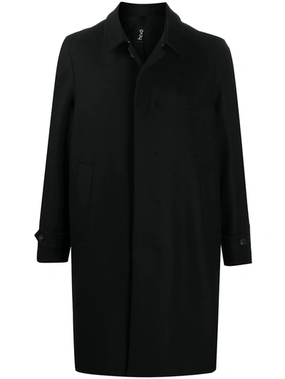 Hevo Mid-length Wool-blend Coat In Black