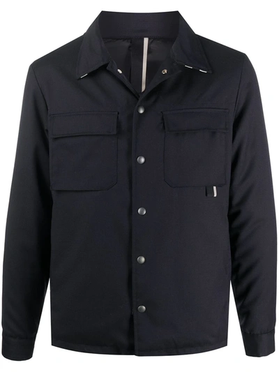 Low Brand Straight-point Collar Shirt Jacket In Blue