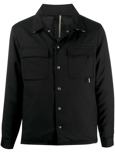 Low Brand Straight-point Collar Shirt Jacket In Black