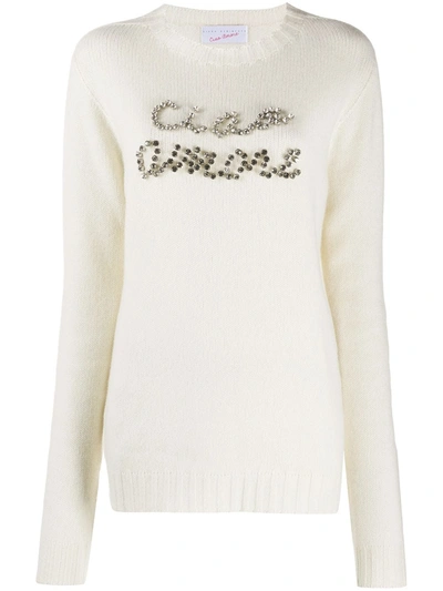 Giada Benincasa Crystal Embellished Knit Jumper In White