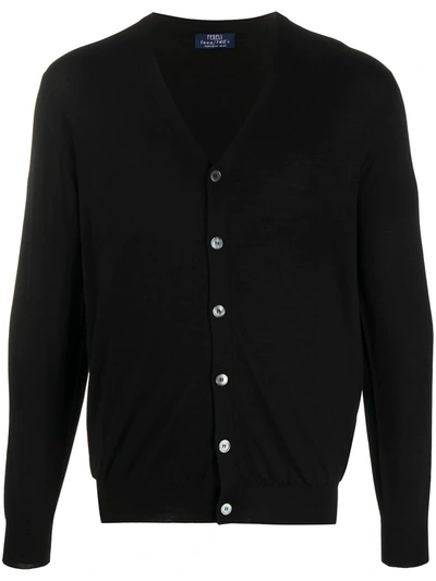 Fedeli Fine Knit Cardigan In Black