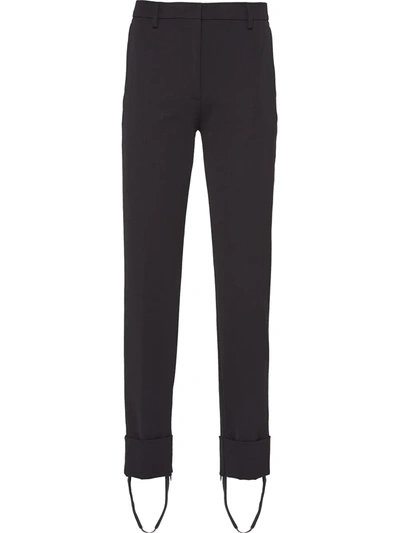 Prada Stirrup Detail Tailored Trousers In Black
