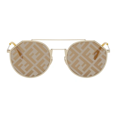 Fendi Eyeline Sunglasses In 0dyg Gold
