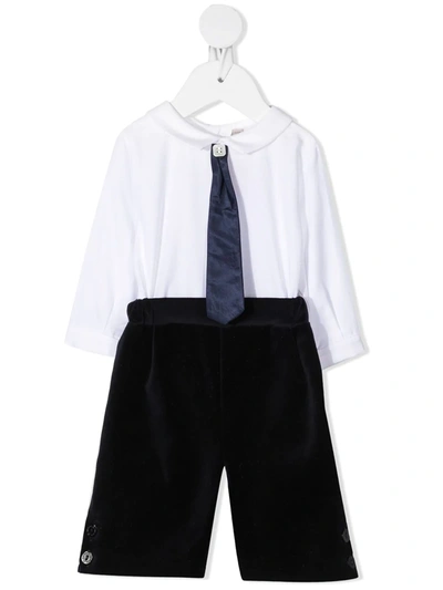 La Stupenderia Babies' Shirt And Trousers Romper In Blue