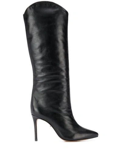 Schutz Maryana Knee-high Croc-embossed Leather Boots In Black