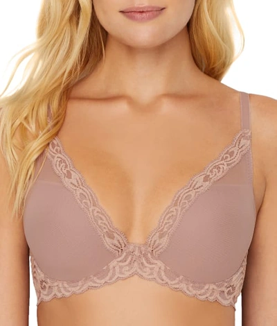 Natori Feathers Plunge Bra In Cameo,woodrose