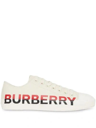 Burberry Tri-tone Logo Print Sneakers In White