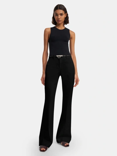 Theory Demitria Mid Rise Full Length Flare Pull On Trouser In Black
