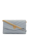 Tory Burch Kira Quilted Leather Chain Wallet Bag In Blue