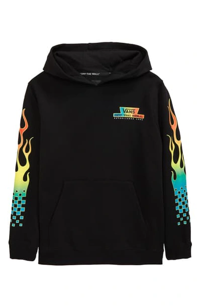 Vans Kids' Glow Flame Glow In The Dark Hooded Sweatshirt In Black-glow Flames