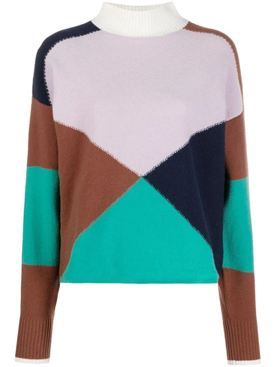 Essentiel Antwerp Sectioned Roll-neck Knit Jumper In Co Multicolor