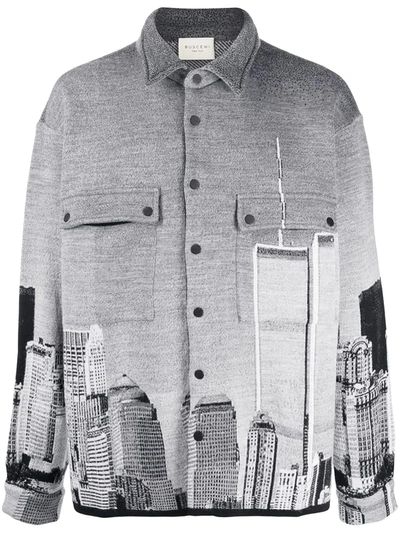 Buscemi Building Print Shirt In Black+grey