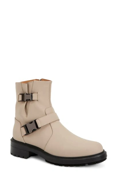 Aquatalia Lillie Leather Motorcycle Boot In Taupe