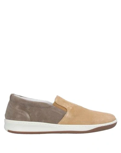 Eleventy Two-toned Suede & Canvas Slip-on Sneakers In Beige