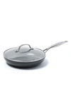 Greenpan Valencia 10-inch Anodized Aluminum Ceramic Nonstick Fry Pan With Glass Lid In Black